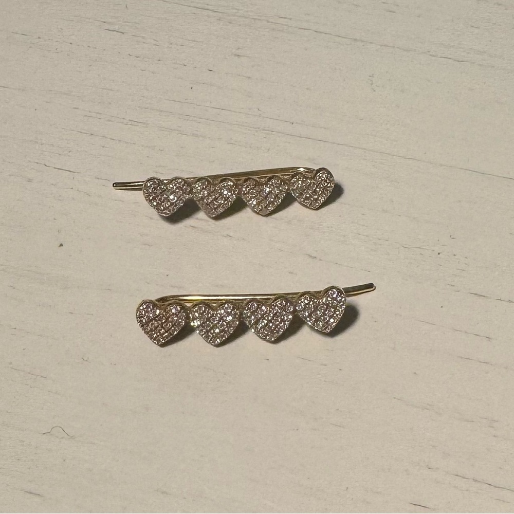 14K Yellow Gold Diamond Heart Crawlers